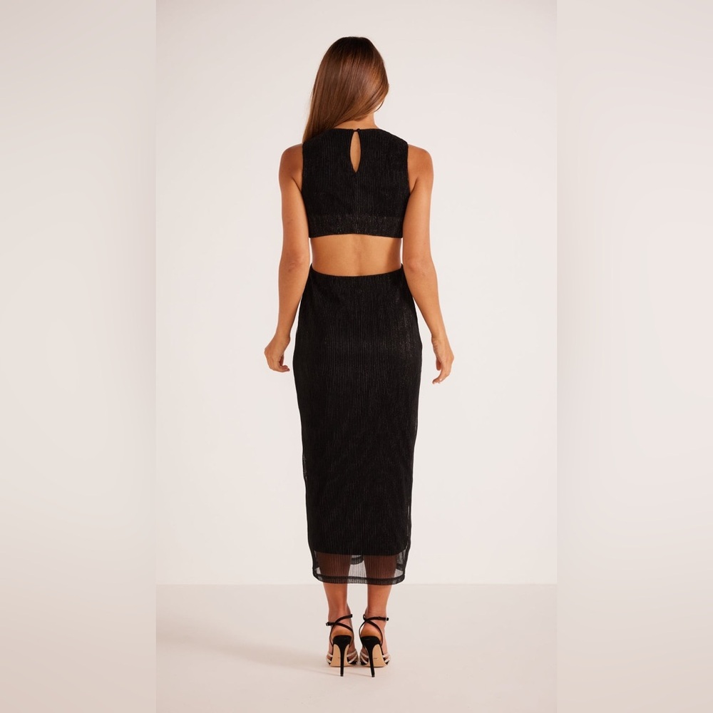 MINKPINK Astrid Cutout Midi Dress Black NWT Small MARP $140 - Picture 2 of 6